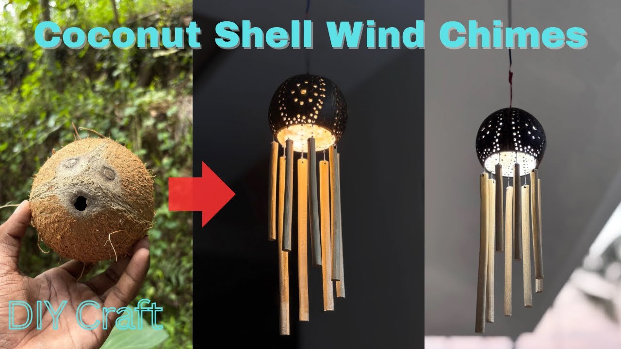 How to Make Wind Chimes with Coconut Shell and Bamboo | Easy DIY Home Decoration Idea