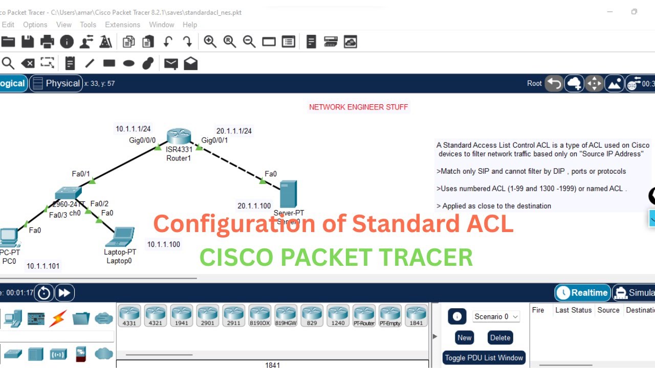 Configuration of Standard ACL | Cisco Packet Tracer