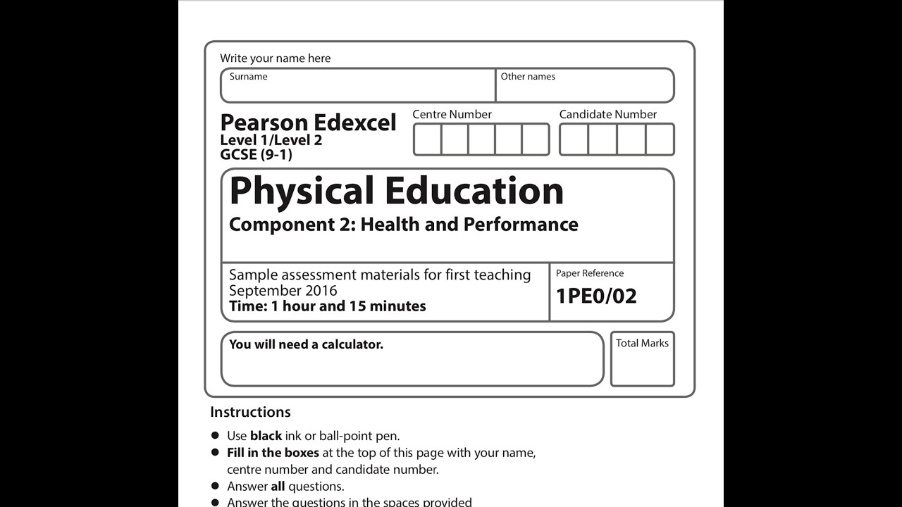GCSE Edexcel P.E Paper 2 Walkthrough