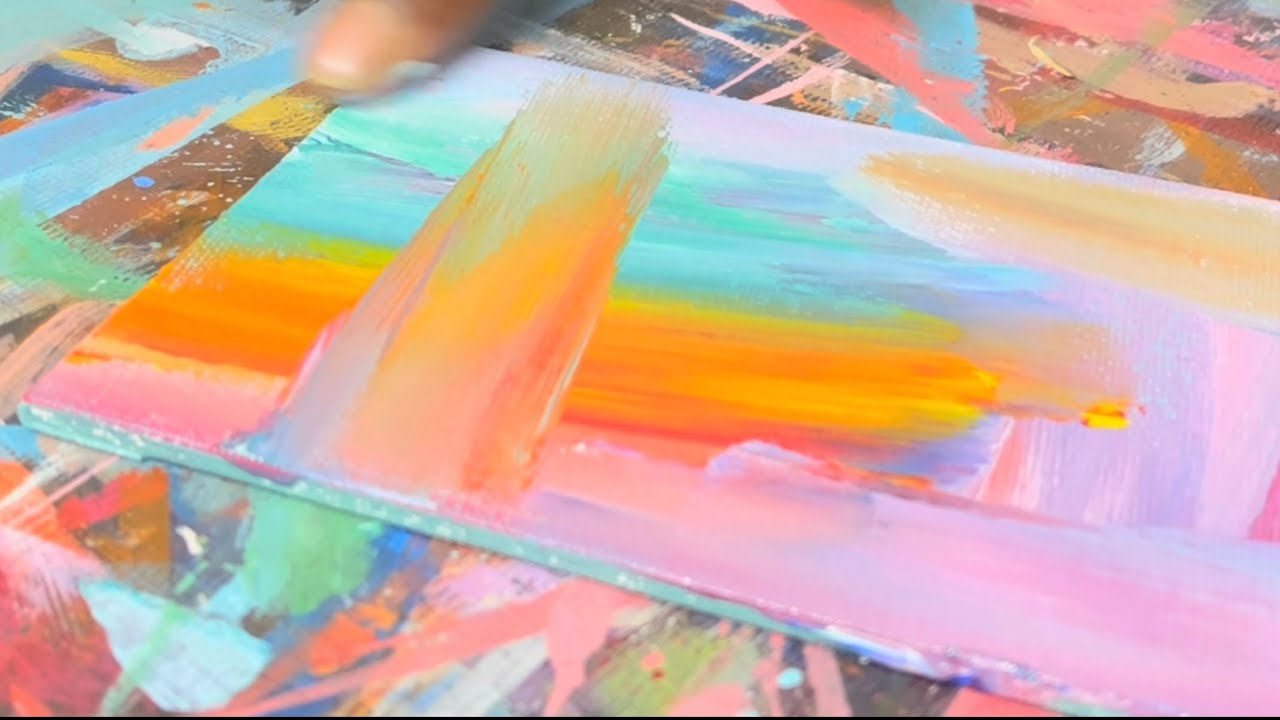 How I enjoy Abstract Art with Acrylic Painting on Small Canvas | How to Abstract Painting #trending 