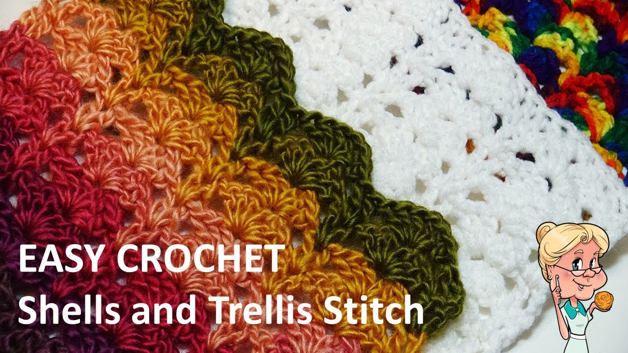 EASY CROCHET Shells and Trellis Stitch - One Row Repeat - Stitch of the Week
