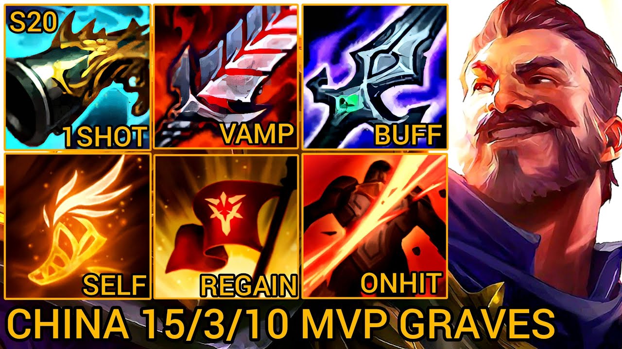 Graves MVP Jungle S Rating 15/3/10 - China Wild Rift New Meta Build & Runes By Tiarty