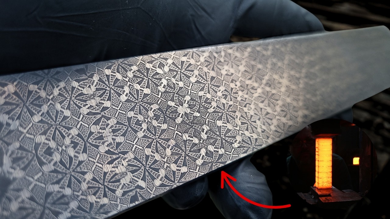 Forjando uma barra de DAMASCO MOSAICO - Meu padrão mais bonito até hoje!