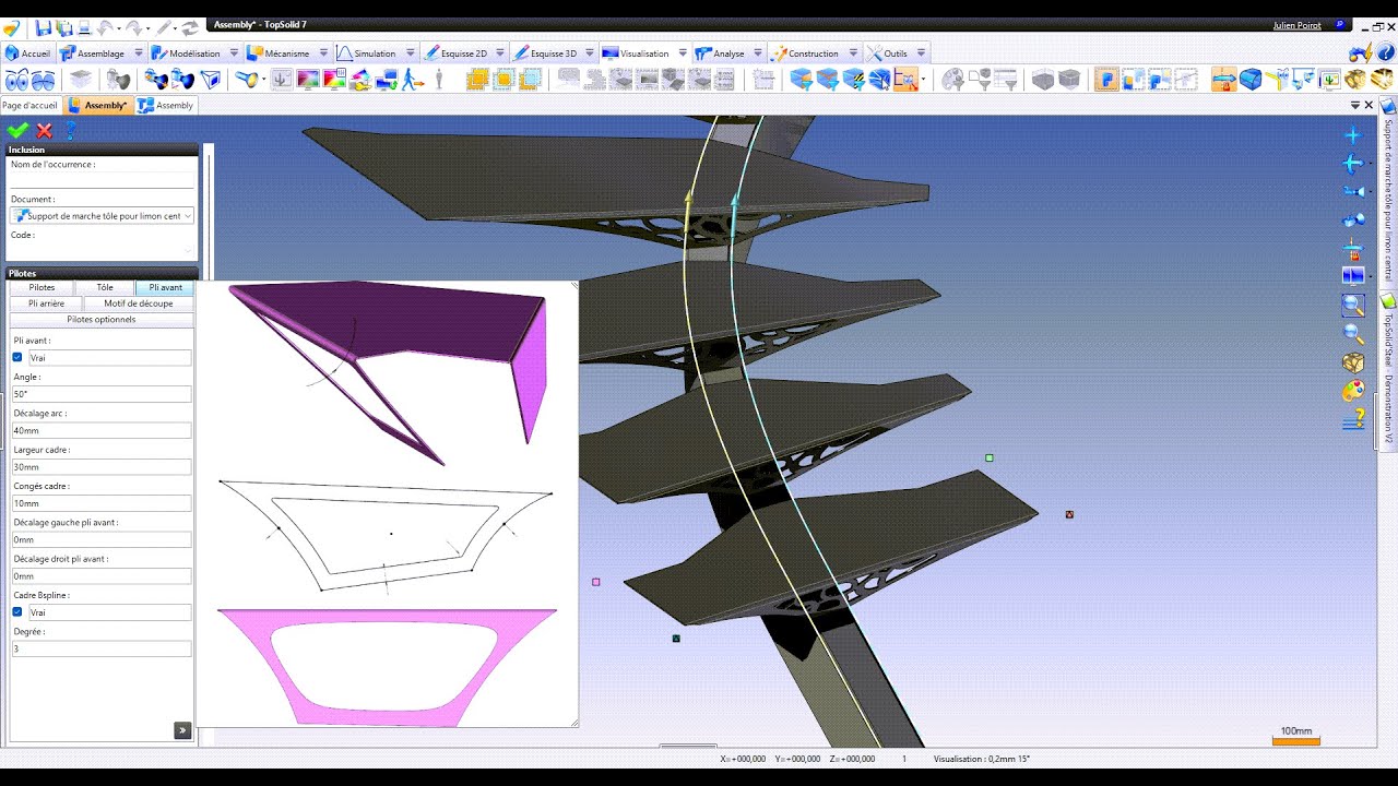 Composant Support de marche tôle pour limon central (TopSolid'Steel -Démonstration)