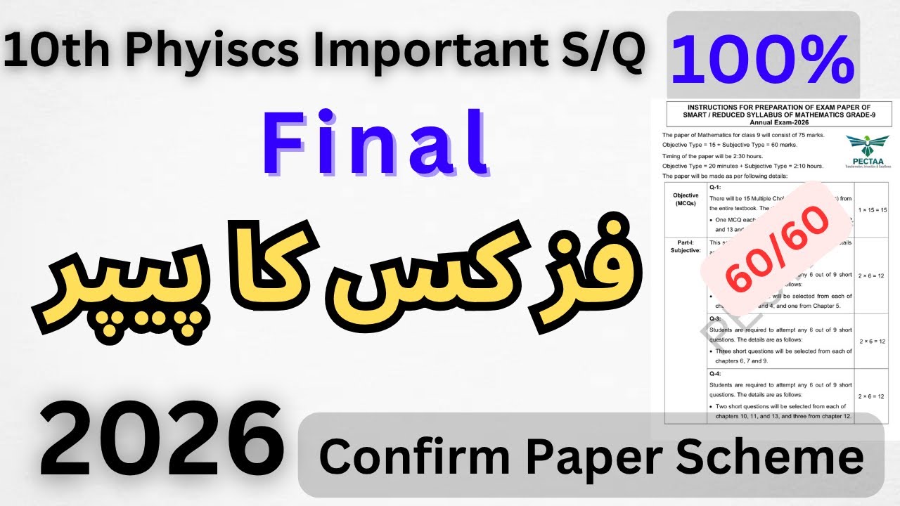10th Class Physics Important Short Questions 2026 | Ch 1,2 & 3 Guess Paper | Lahore Board | Physics