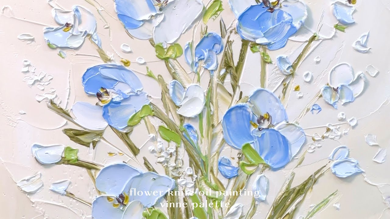 꾸덕꾸덕 유화 나이프화 꽃 그리기 Flower knife oil painting