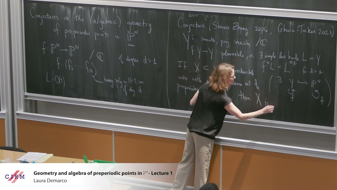 Laura DeMarco : Geometry and algebra of preperiodic points in PN - Lecture 1