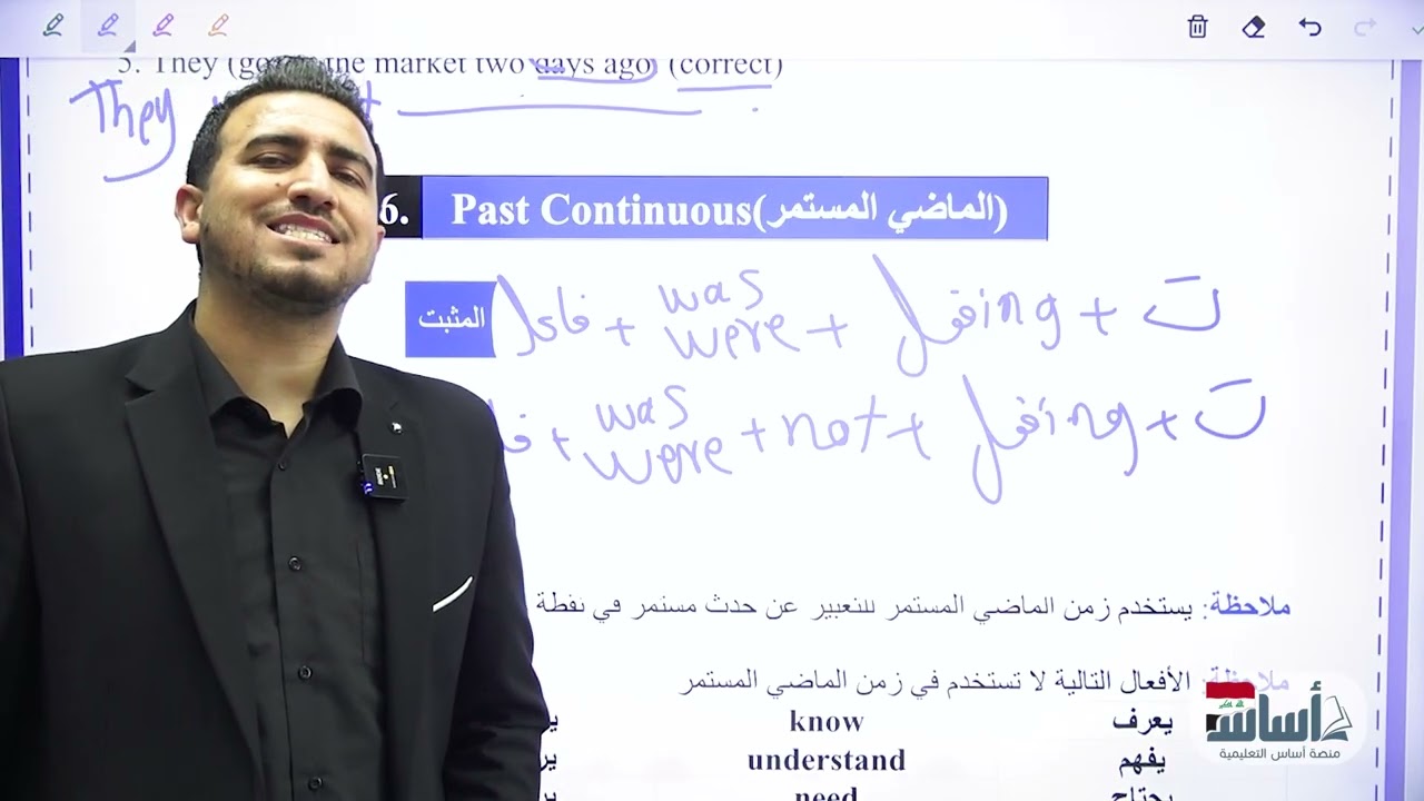 الوحدة الثانية :الربط بين زمني الماضي البسيط والمشتمر || إنكليزي (الرابع الإعدادي) مع أ.محمد النوفلي