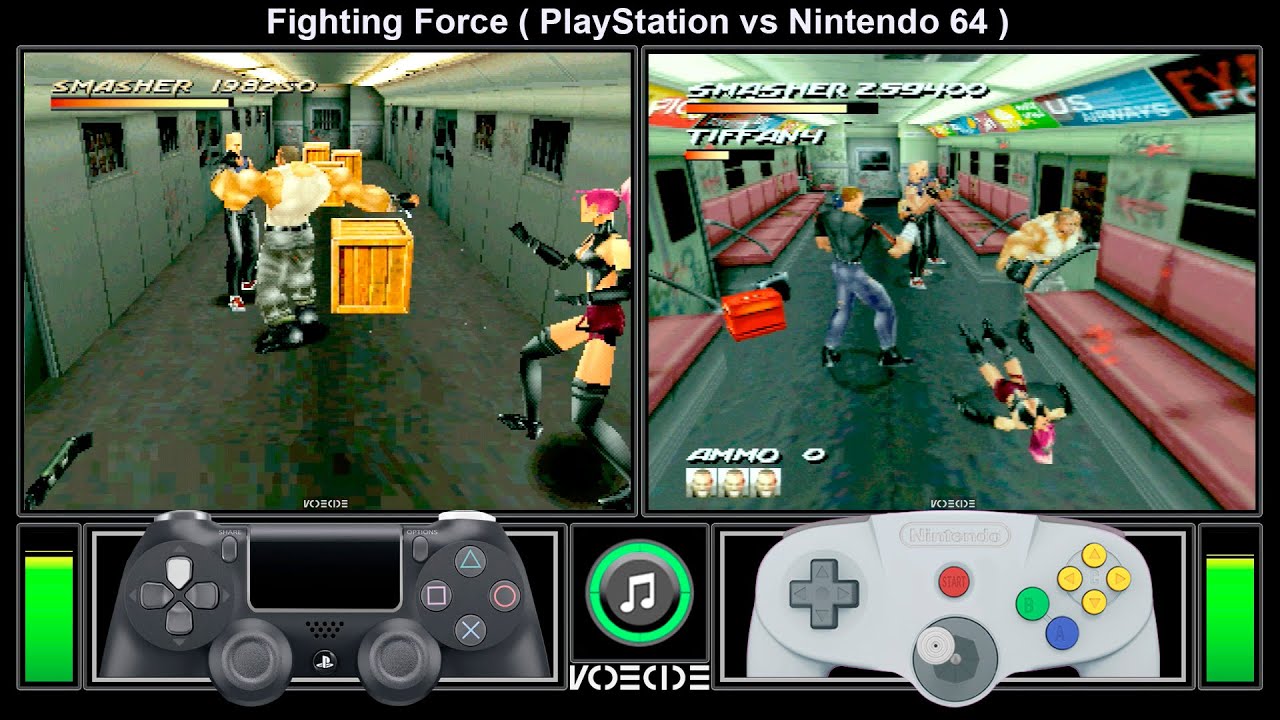 Fighting Force (PlayStation vs Nintendo 64) Gameplay Comparison