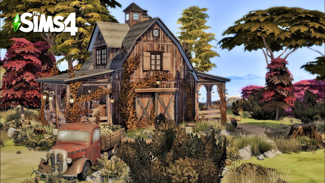 Enchanting Autumn Barn House Speed Build | The Sims 4 Cozy Farmhouse | NO CC