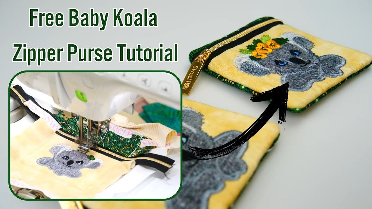 Embroider a Cute Koala Zipper Purse – Free Pattern