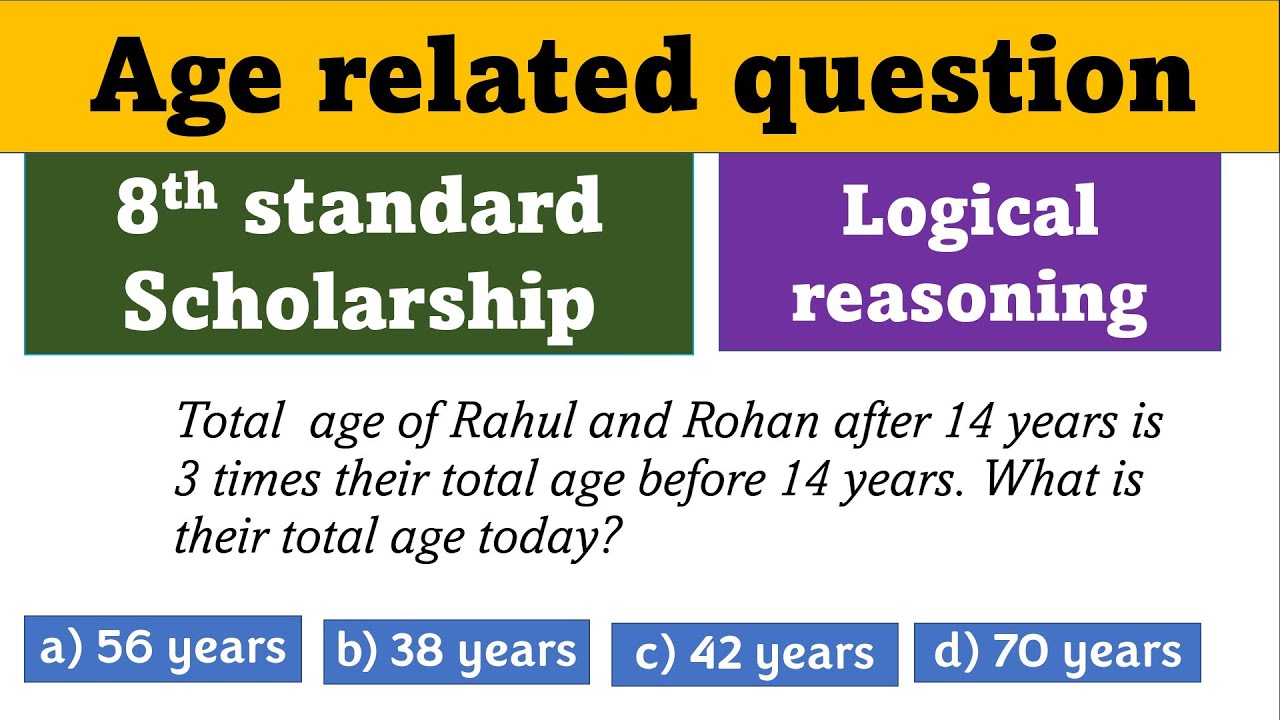 Age related problems | Scholarship exam | Class 8 | Intelligence test | logical reasoning