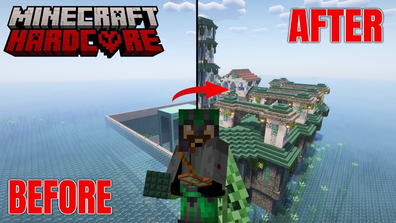 Transforming A Guardian Farm Into A Temple - MINECRAFT HARDCORE SURVIVAL FOREVER WORLD -  Ep20