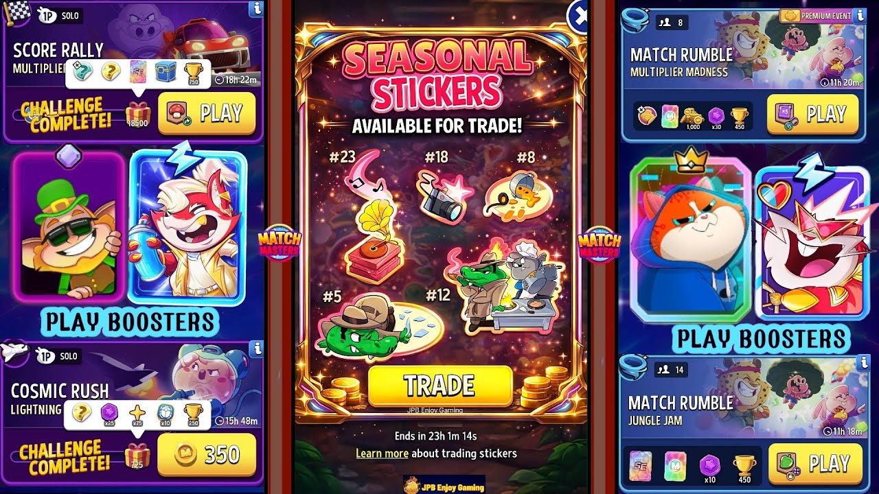 TRADE SEASONAL STICKER Today/(2 Solo+2 Rumble) Multiplier Mushrooms/ Lightning Strike 