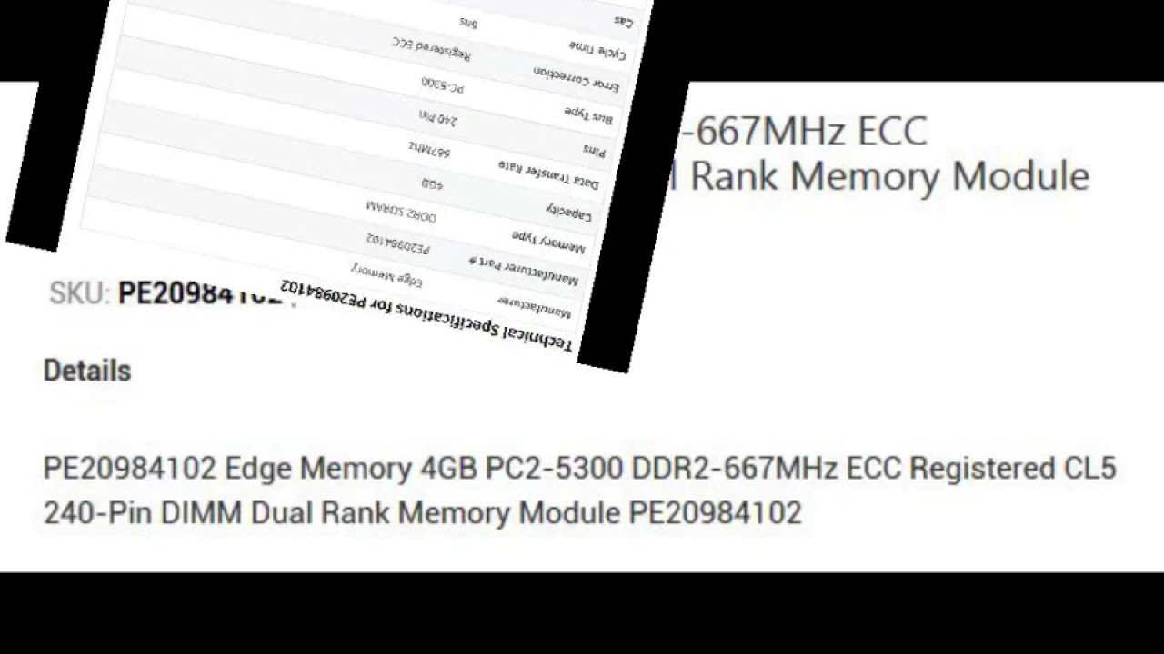 Edge Memory 4GB PC2-5300 DDR2-667MHz ECC Registered CL5 240-Pin Module PE20984102