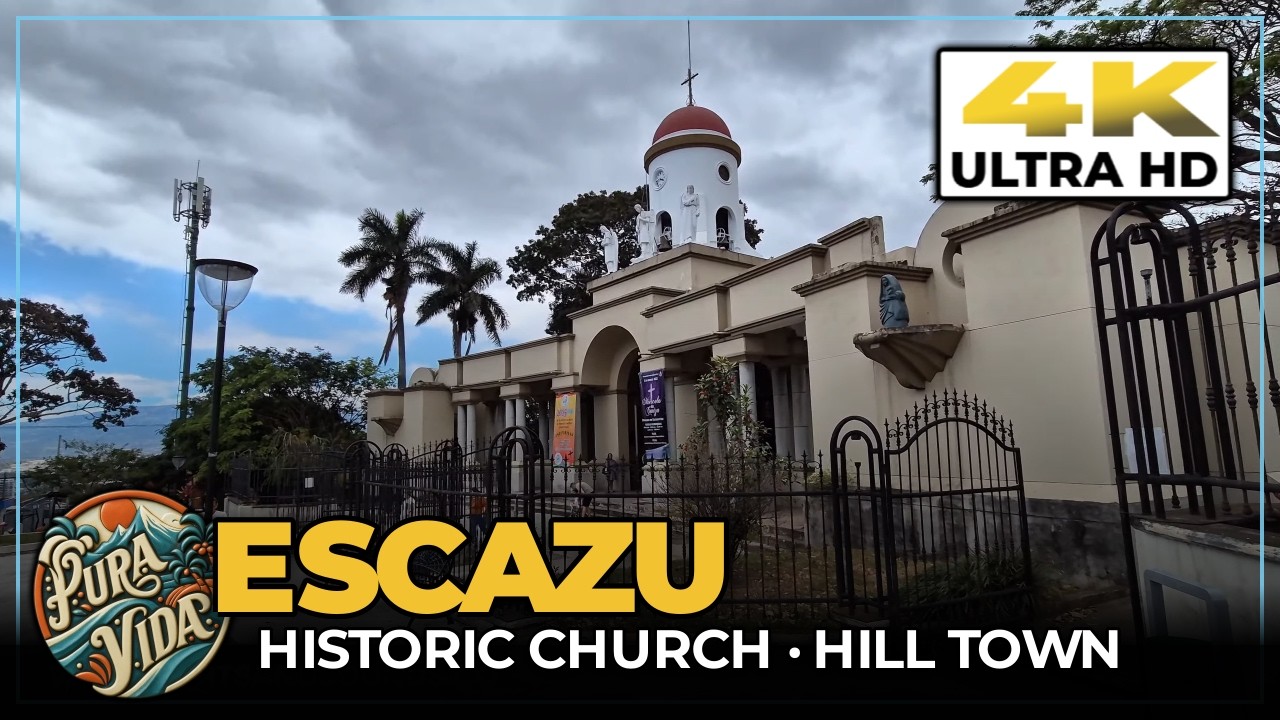 ⛪ [4K] Tour Escazu, Costa Rica + Historical Church || High End Town Near San Jose #travel