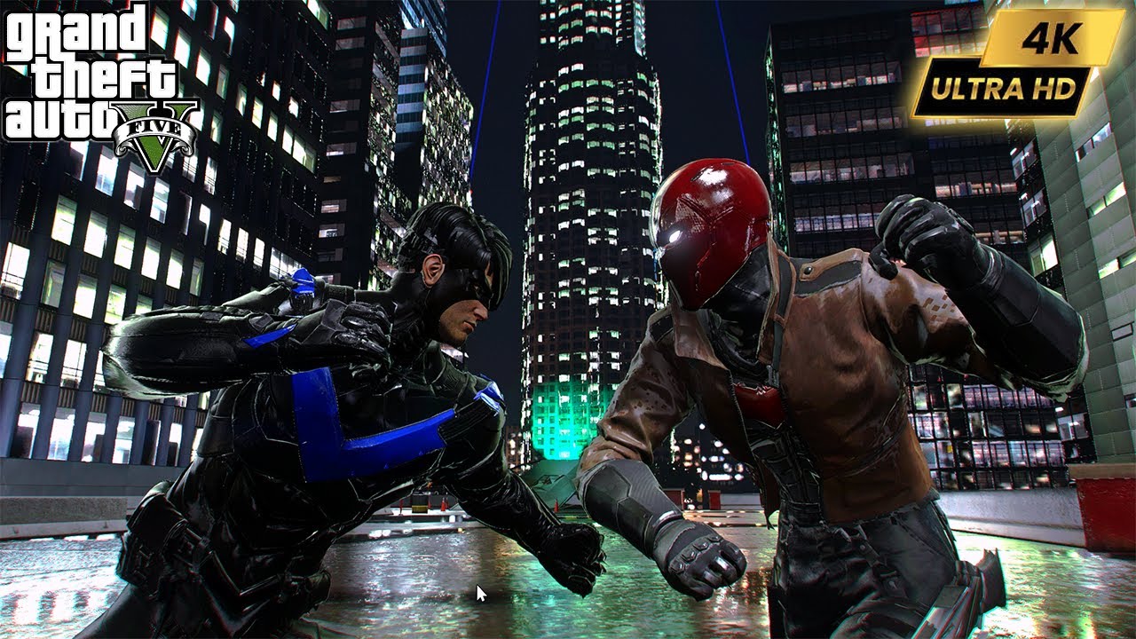 GTA 5 - Nightwing Vs Red Hood | Titans | REALISTIC FIGHT | 4K