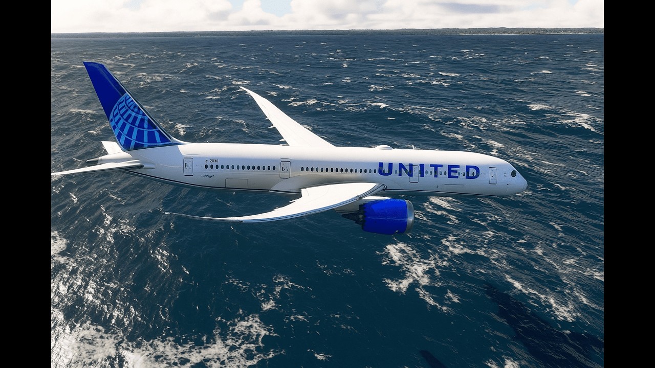 Boeing 747 Skimming the Sea Before Denpasar Landing
