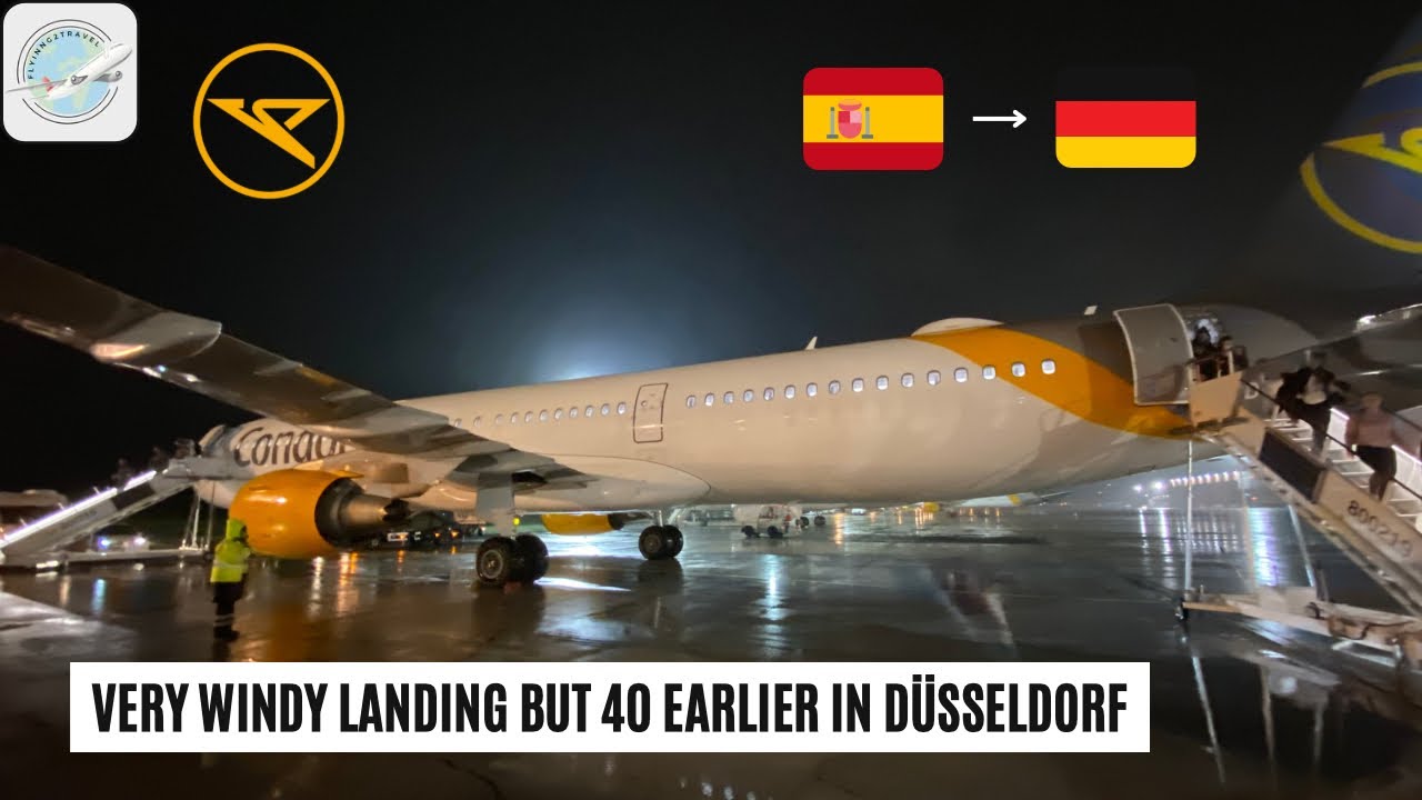 (4K) TRIPREPORT | Lanzarote - Düsseldorf | Condor Airbus A321 | very windy landing | flying2travel