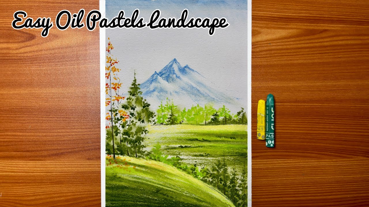 How to Draw Landscape | Easy Oil Pastels Drawing for Beginners #art #oilpasteldrawing #drawing 