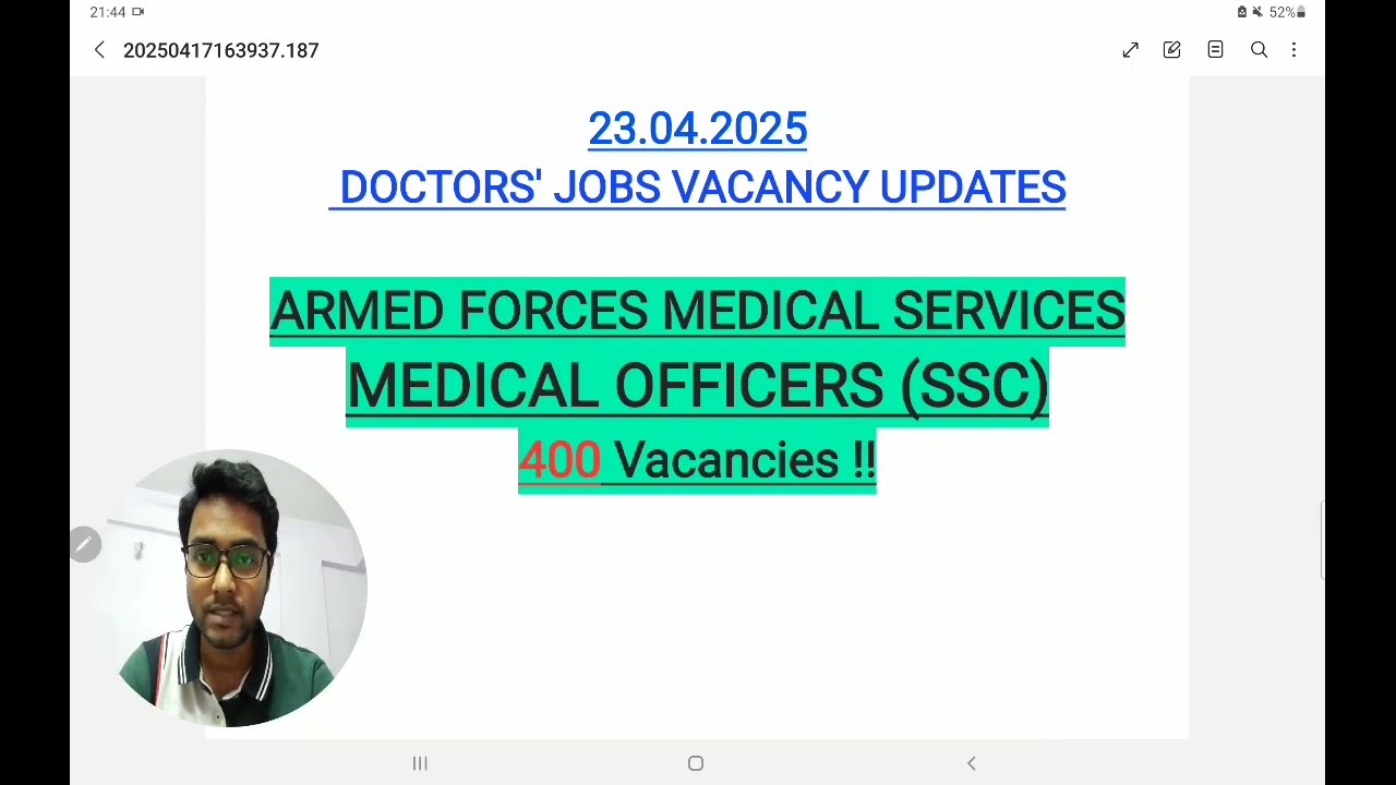 DOCTORS JOBS | MBBS | MEDICAL OFFICER | AFMS | SSC | INDIA