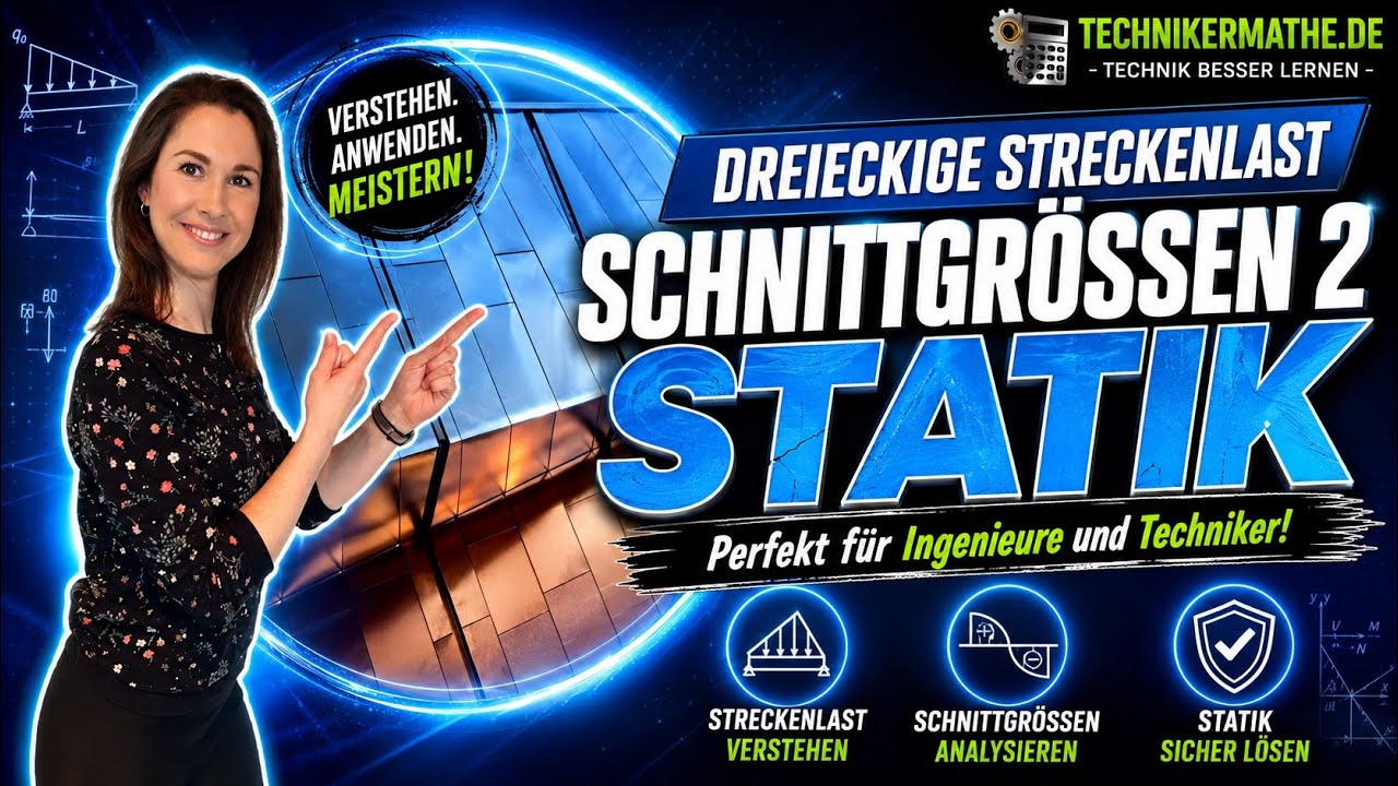 Schnittgrößen [dreieckige Streckenlast] | Strahlensatz (2/3) - Für Techniker, Azubis & Meister 2021