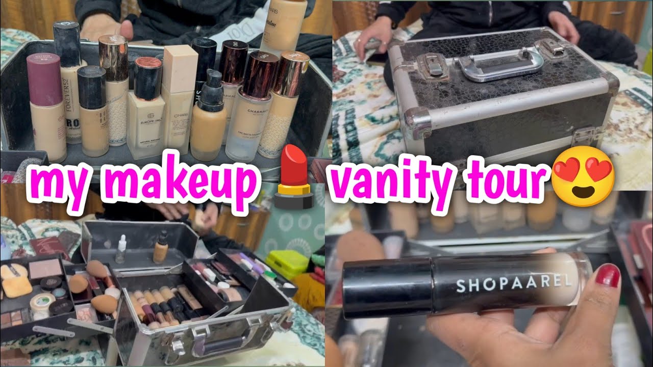 My makeup vanity tour 😍 ||Foundation, lipstick, skincare, eyeshadow palette 