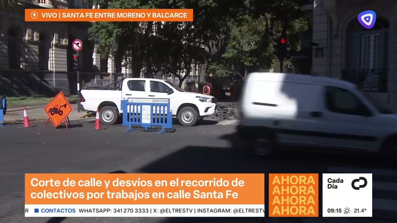 Corte de tránsito en calle Santa Fe y desvíos en el transporte de pasajeros