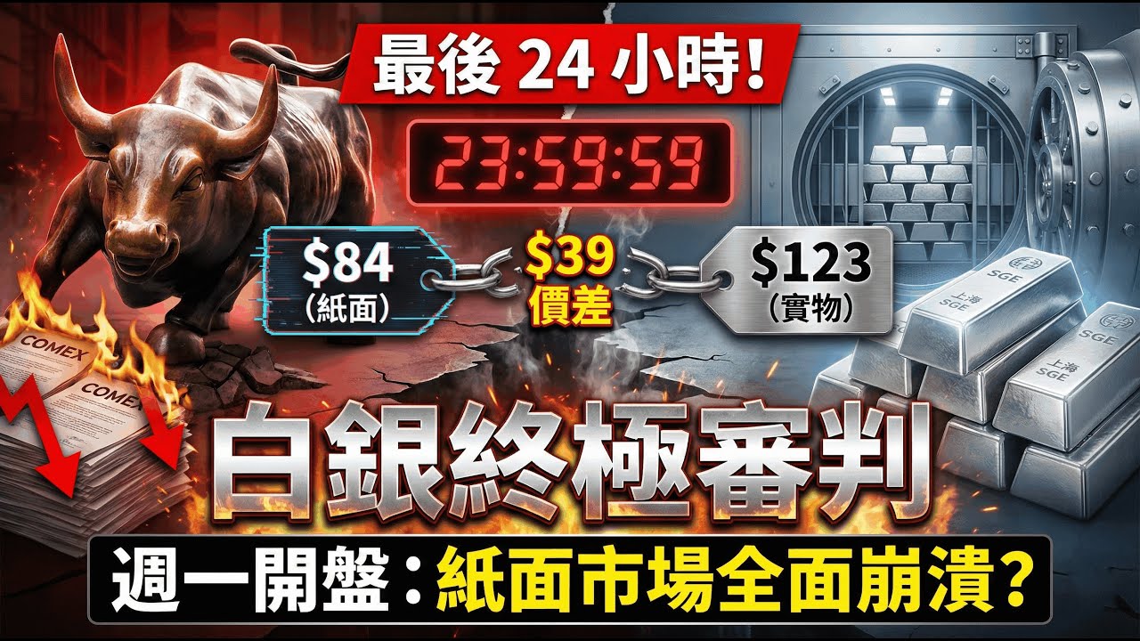 最後24小時！$$39$$價差引爆白銀實物擠兌，週一開盤將是紙面市場的終極審判 #白銀擠兌 #貨幣重置 #現貨溢價 #系統崩潰 #資產保全