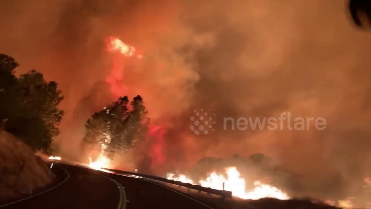 Terrifying footage of photographer's journey through heart of wildfire burning in California