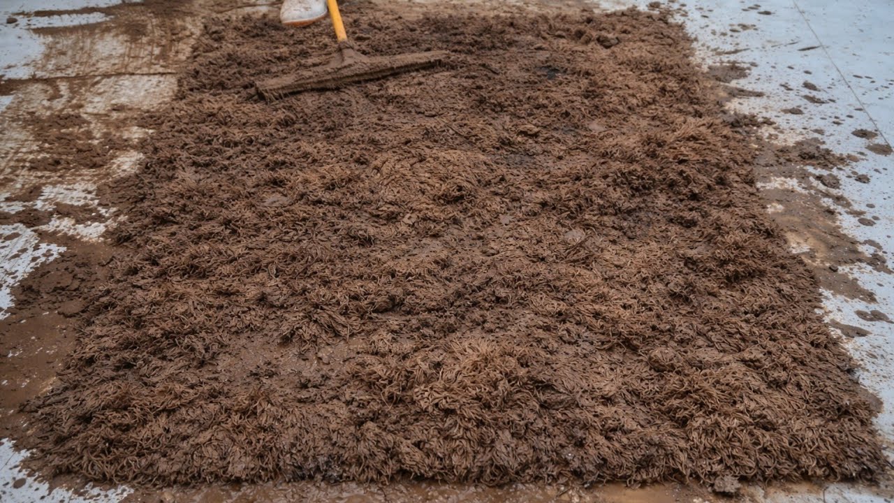 Shocking but true! Cleaning a muddy carpet at home with just a hand mop and a plastic scrubber-ASMR