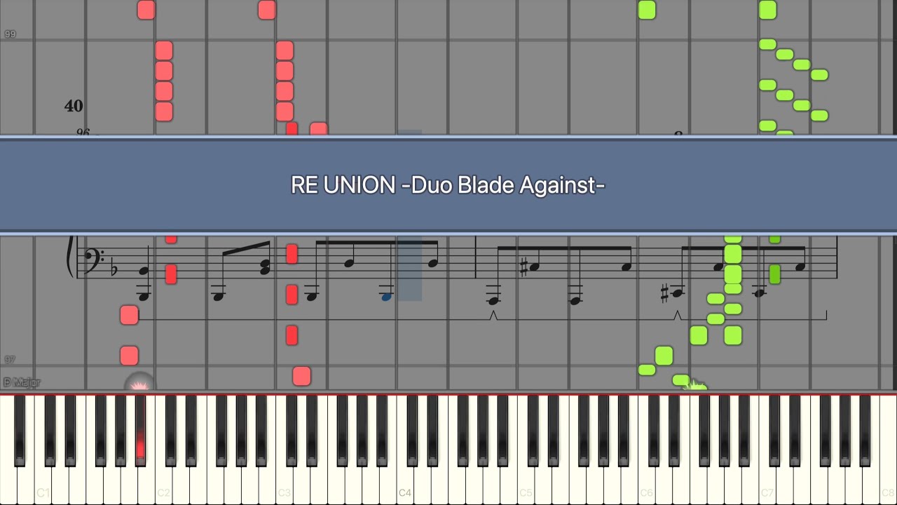 【Synthesia】RE:UNION - Duo Blade Against - piano Synthesia【Score】【Deemo】