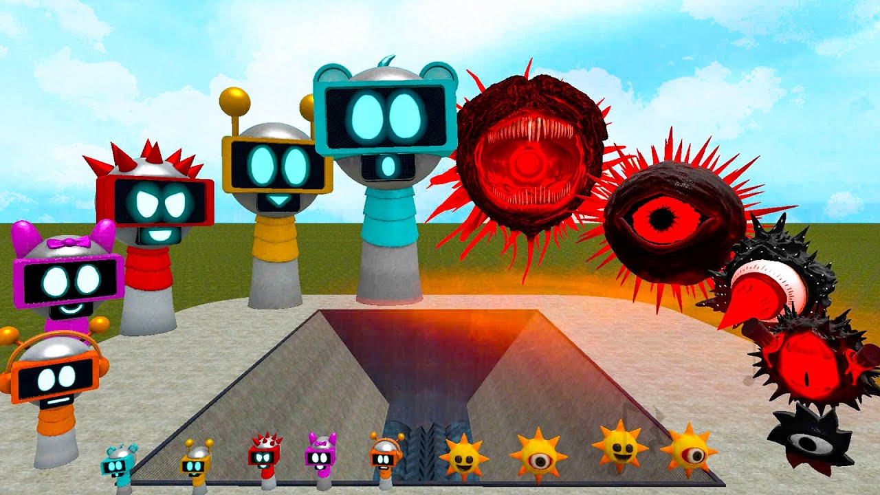 BIG HOLE SHREDDER | ALL SPRUNKI ROBOT VS ALL MR SUN SPRUNKI PHASES SPARTAN KICKING in Garry's Mod!