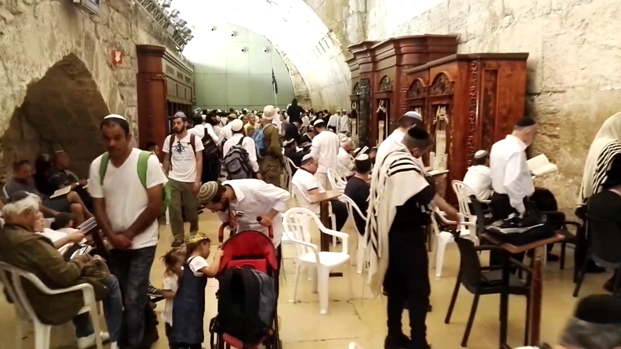 Jerusalem Day, Israel - Young Jewish yeshiva students (religious school) at the Western Wall, Israel