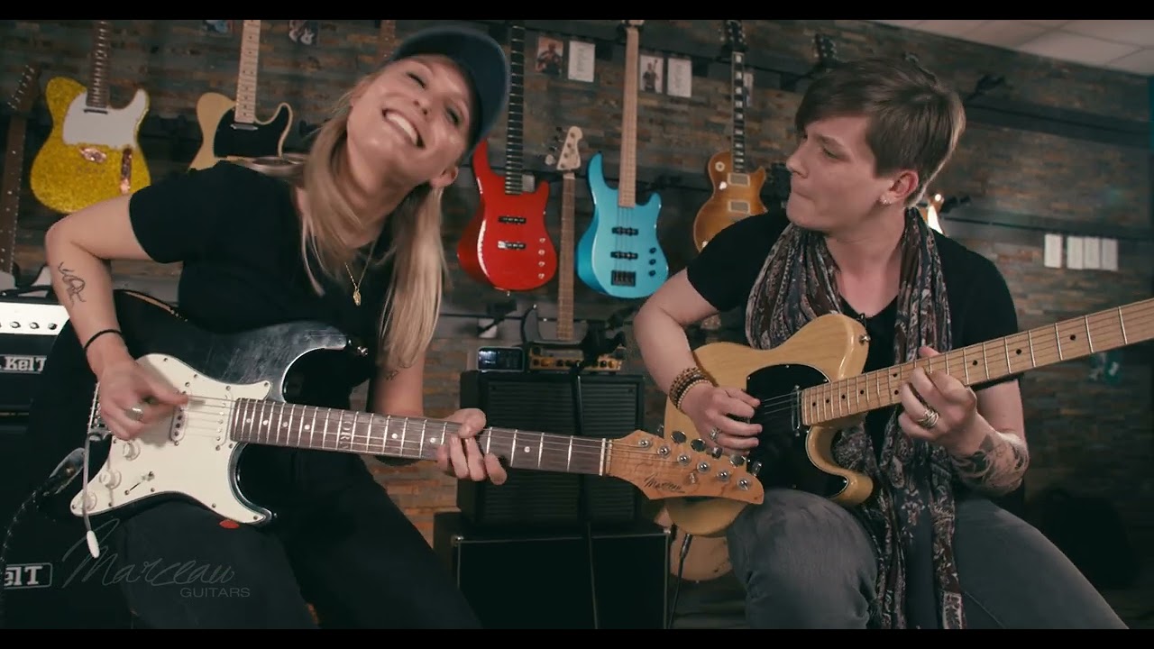 Tora Dahle Aagård and Swan Vaude jamming at Marceau Guitars' HQ 🥵😩🎸🍁