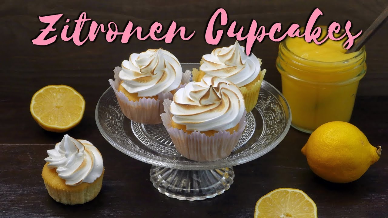 ZITRONEN JOGHURT CUPCAKES | mit Baiser Topping & Lemon Curd Füllung | [Cupcakes backen & dekorieren]