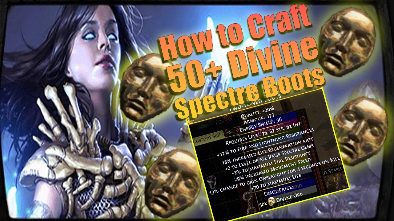 HOW TO CRAFT 50+ DIVINE +2 SPECTRE BOOTS | Path Of Exile 3.26 Secrets Of The Atlas