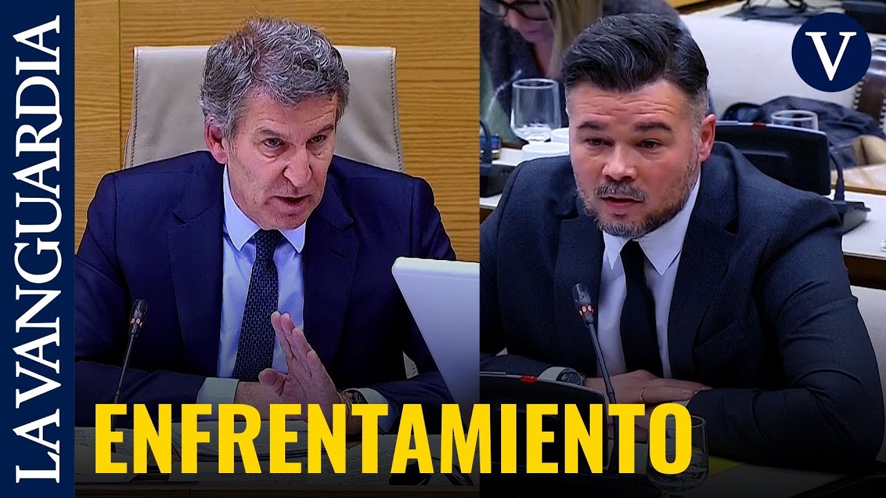 Enfrentamiento entre Rufián y Feijóo durante la comisión de la dana