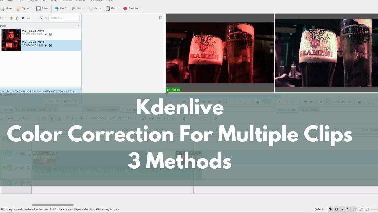 Kdenlive - Color Correction On Multiple Clips (3 Methods)