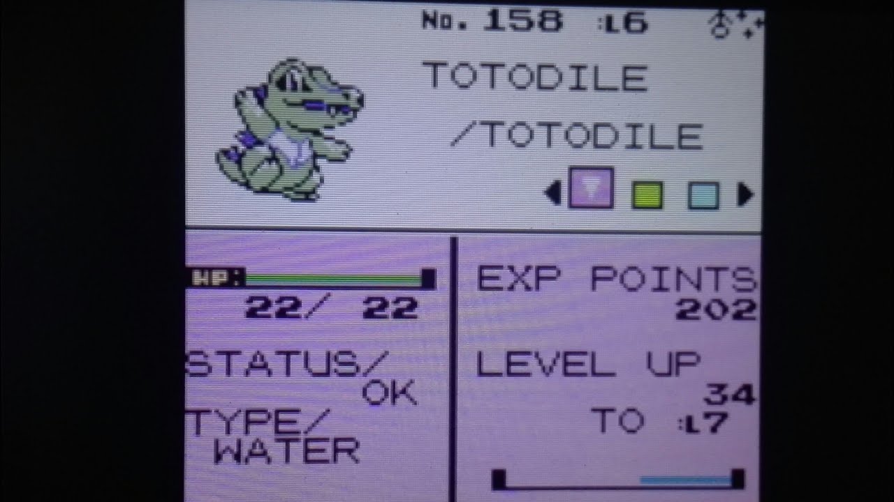 Live!! Shiny Totodile after 2067 SRs in Pokemon Crystal (VC).