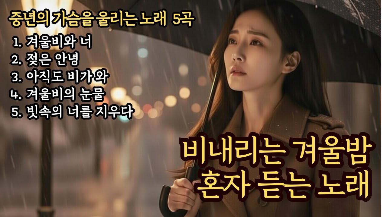 🌙지친 중년을 조용히 안아주는 위로곡✨겨울밤 혼자 듣기 좋은 노래(여성보컬)🎵애절한 중년감성 5곡🎵#중년감성 #감성발라드 #7080추억노래