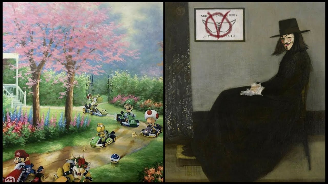 Painter Continues To Paint Pop Culture Characters Into Old Thrift Store Paintings