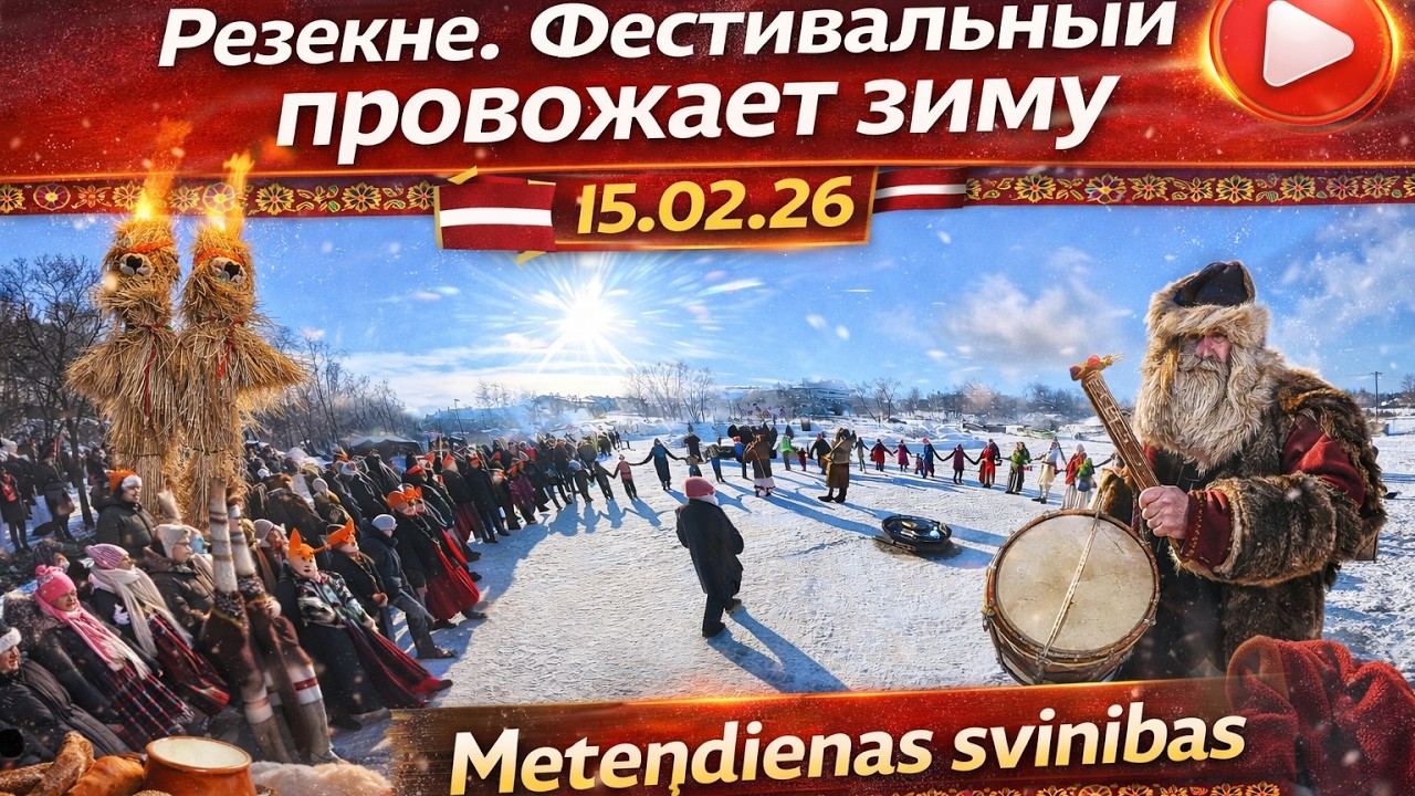 Латвия. Резекне. Провожаем зиму 2026 . Meteņdienas svinības Rēzeknē