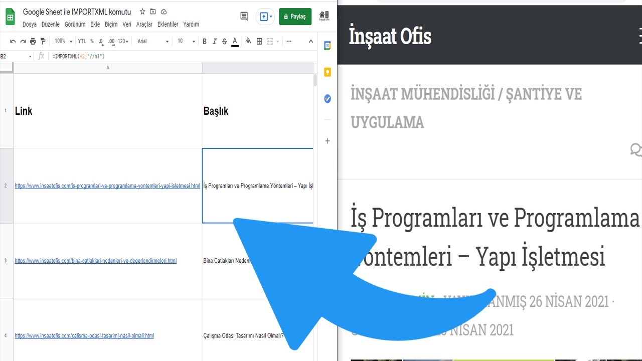 Google E-Tablolar Web Sitelerden Veri Çekme Yöntemi