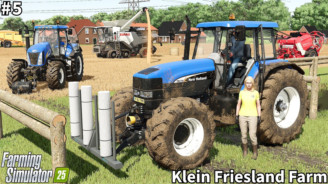 Сбор ячменя и пшеницы, сбор и хранение соломенных тюков │Klein Friesland│FS 25│Timelapse#5