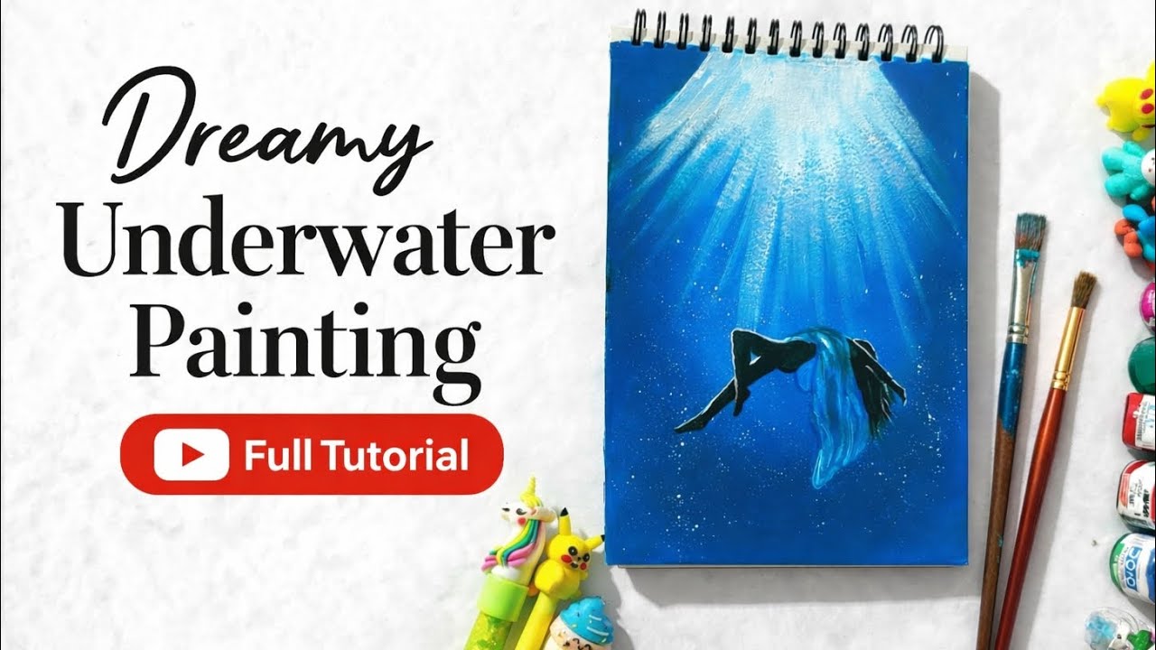Dreamy Underwater Acrylic Painting 🌊 | Easy Sketchbook Art Tutorial for Beginners|#PaintingTutorial