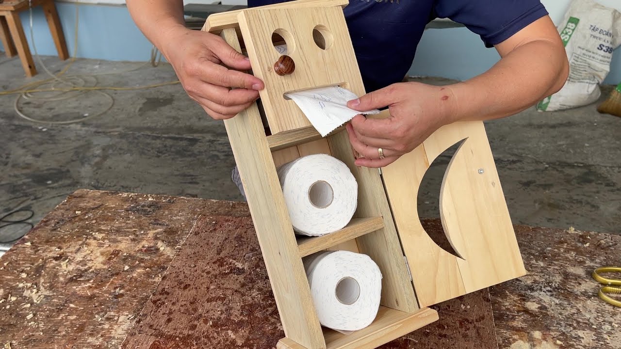 Woodworking Ideas - Wooden Shelf to Store Multiple Toilet Paper Rolls is Very Unique and Modern