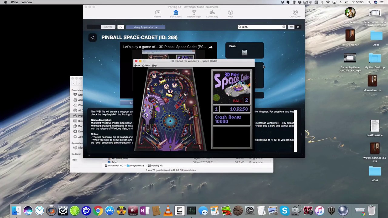 Pinball 3D Space Cadet for Mac using Porting Kit