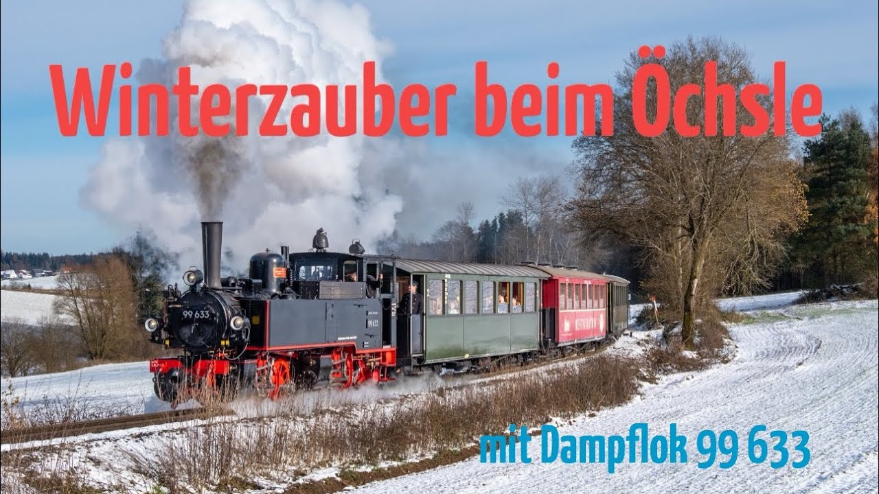 Eisenbahnromantik pur: Schmalspurzauber in winterlichen Bedingungen beim Öchsle mit Dampflok 99 633