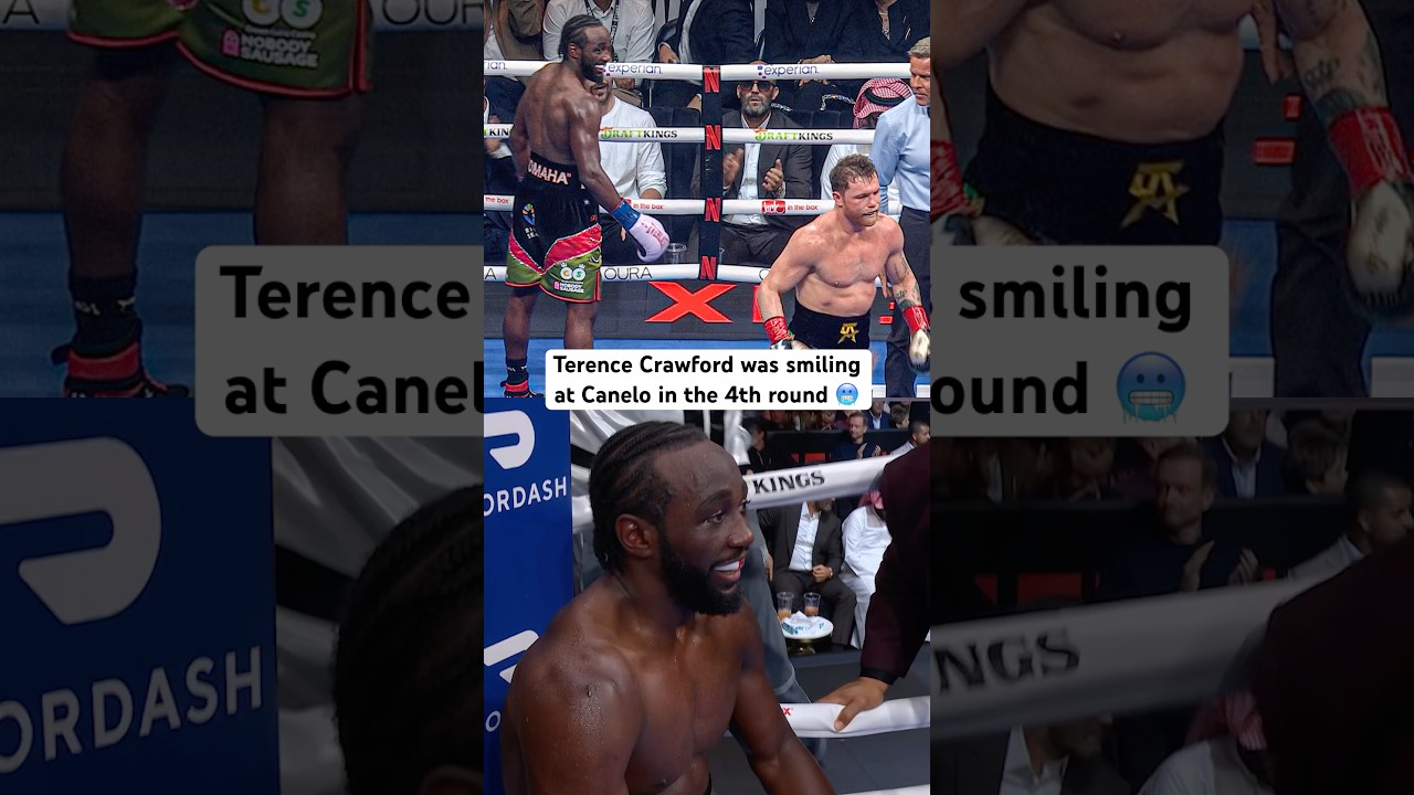 Terence Crawford was smiling at Canelo in the 4th round 🥶 #canelocrawford #boxing #canelo